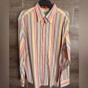 Robert Graham Multicolor Striped Men's Shirt EUC